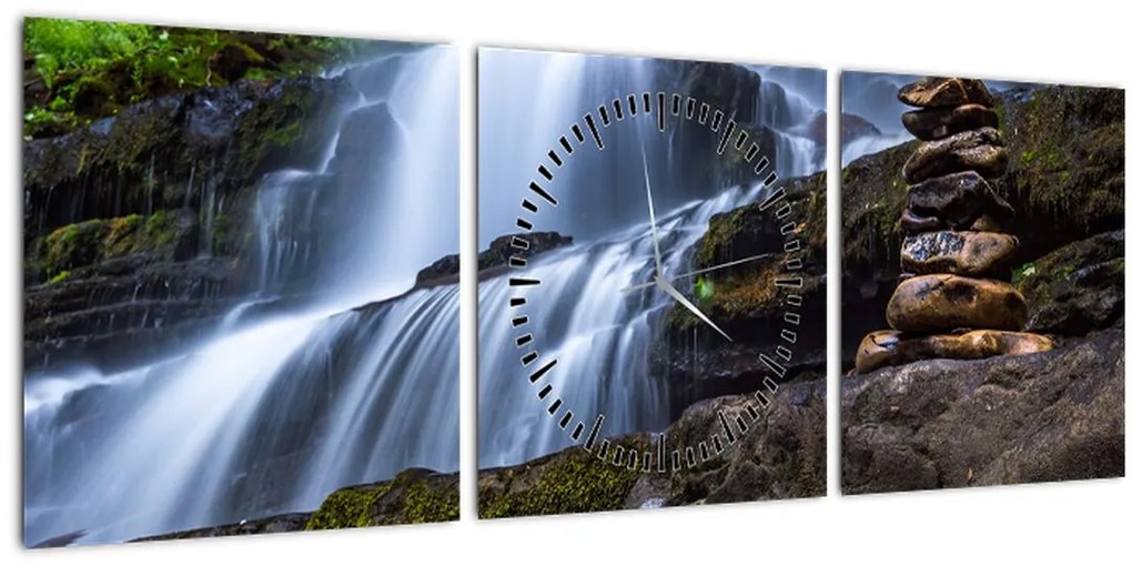 Tablou - Cascadă (cu ceas) (90x30 cm)