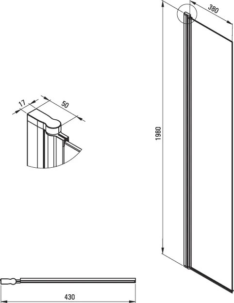 Kerria Plus Panou mobil, pentru cabinele Kerria Plus Finisaj: Negru KTSXN72P