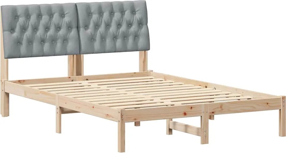 vidaXL Cadru de pat Gri deschis 140 x 190 cm Lemn de pin masiv