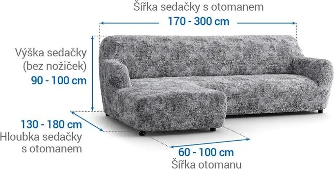 Gaico Huse bielastice MARMO gri canapea cu otoman stânga (l. 170 - 300 cm)