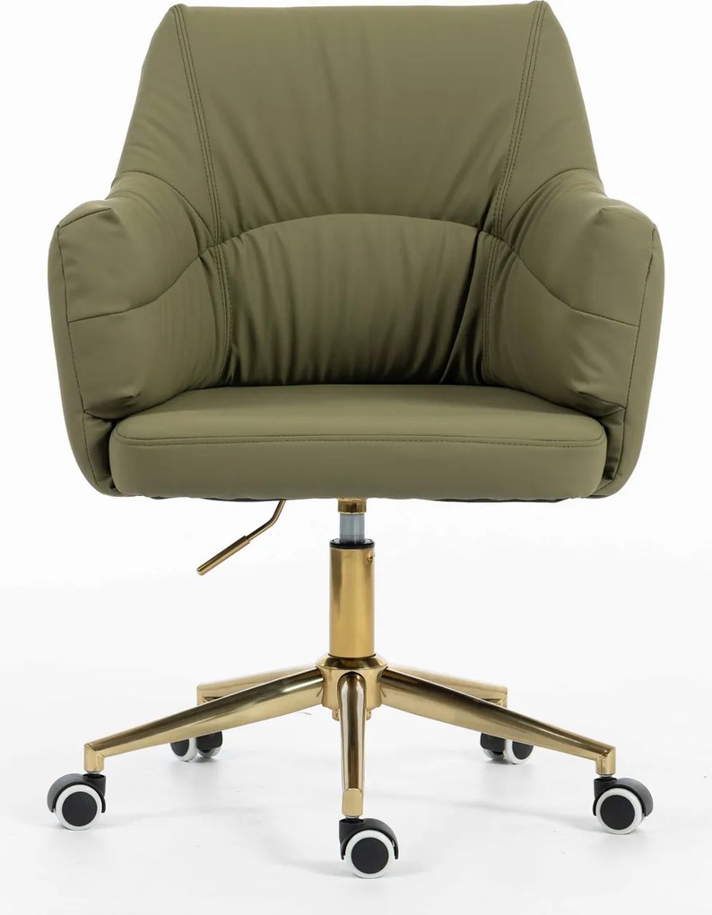 HR840K Scaun Khaki Piele Ecologica Premium Soft cu Bază Aurie