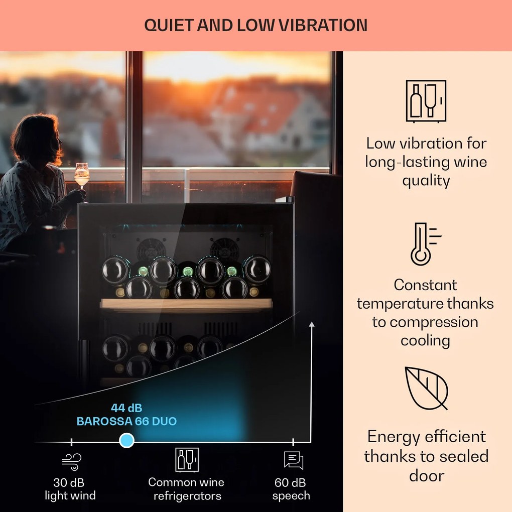 Klarstein Barossa 91 Duo, frigider vin, 204 l, 91 sticle., 2 zone