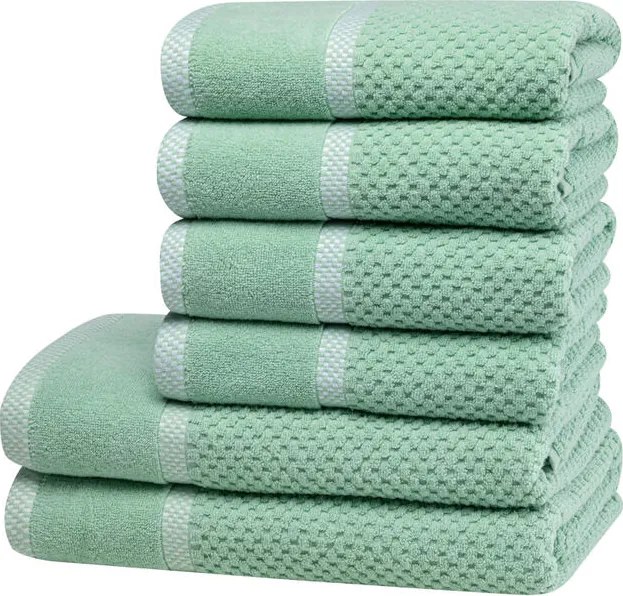 Set de prosoape şi prosoape de baie din frotir MODENA verde, 6 buc