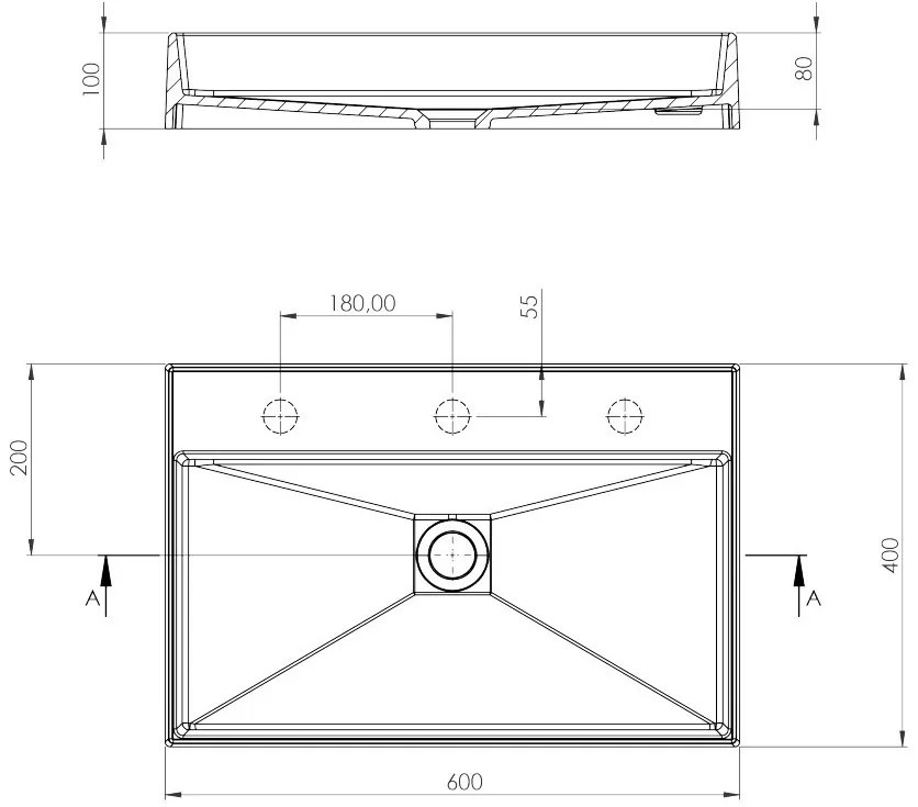 Lavoar pe blat Deante Correo gri-metalic 40x60cm