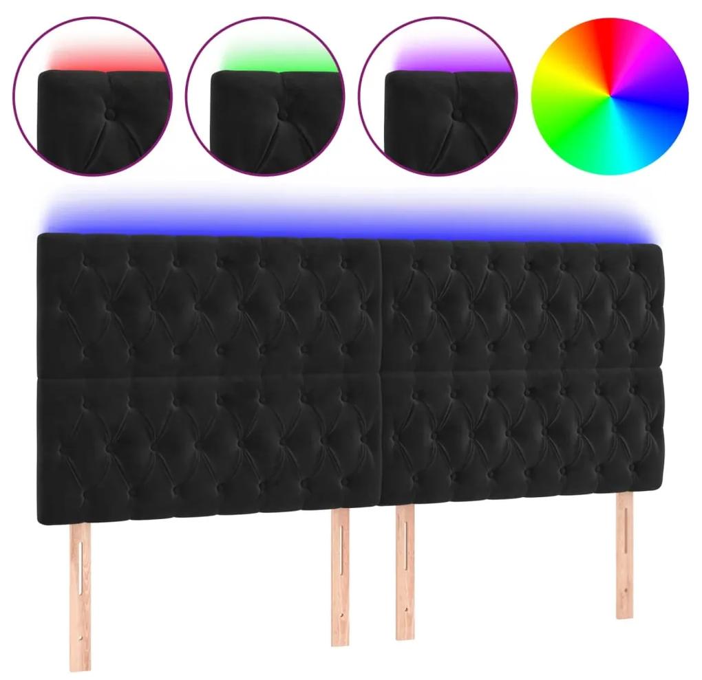 Tablie de pat cu LED, negru, 180x7x118 128 cm, catifea 1, Negru, 180 x 7 x 118 128 cm
