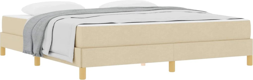 vidaXL Pat cu arcuri cu saltea Crem 180 x 200 cm țesătură