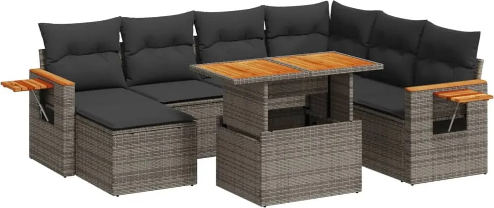 vidaXL Set canapele de grădină cu perne, 8 piese, gri, poliratan