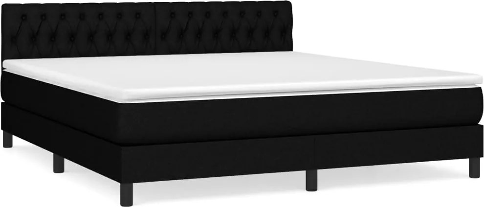 vidaXL Pat box spring cu saltea, negru, 180x200 cm, catifea