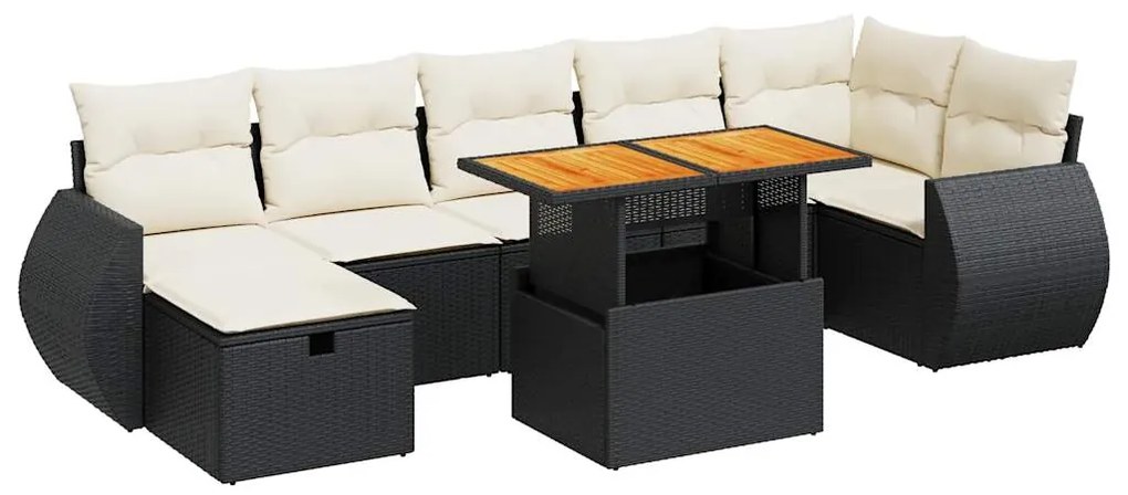 3328064 vidaXL Set mobilier de grădină cu perne, 5 piese,poliratan/lemn acacia