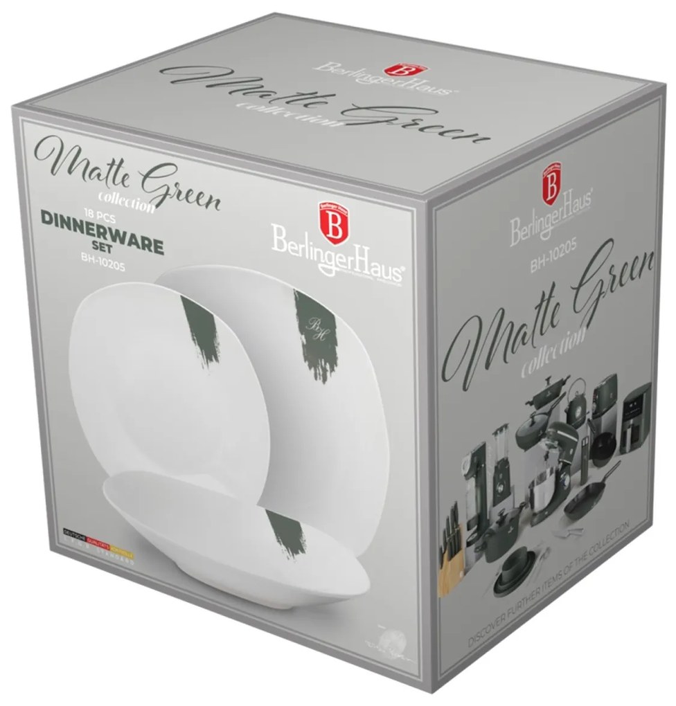 Set farfurii 18 piese din portelan Green Matt Berlinger Haus BH 10205