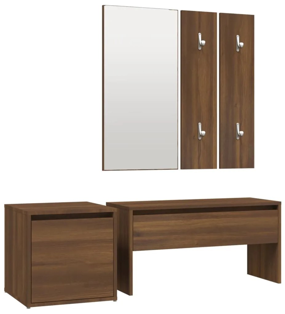 3120196 vidaXL Set de mobilier pentru hol, stejar maro, lemn prelucrat