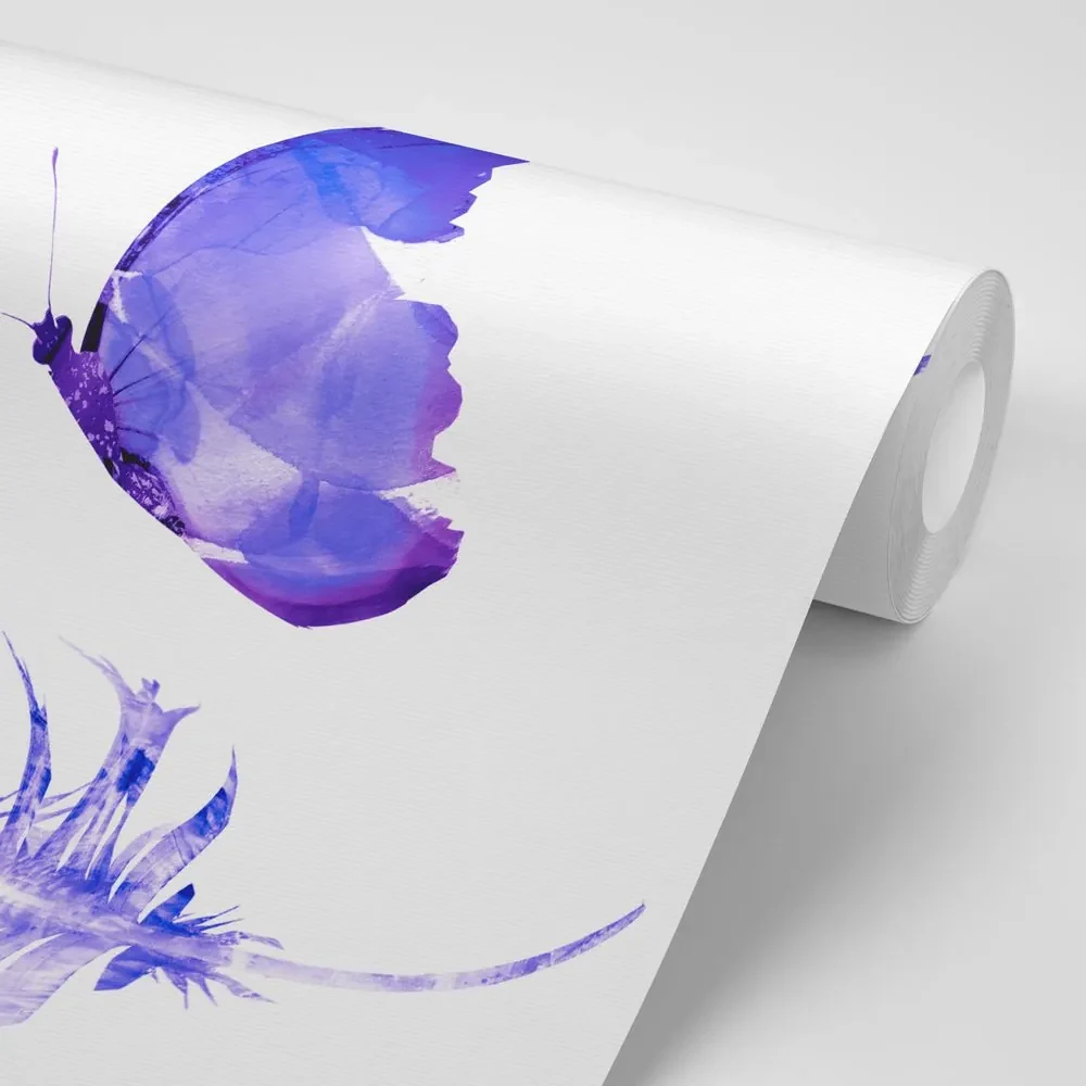 Tapet pană cu fluture în design violet