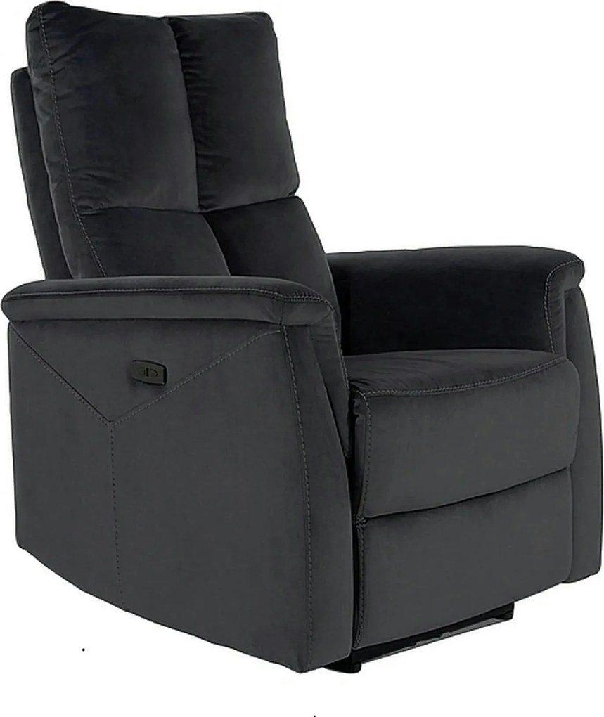 Fotoliu recliner NEPTUN, negru, stofa catifelata/metal, 76x94/160x96 c
