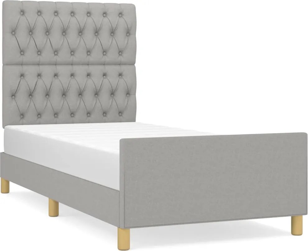 vidaXL Cadru de pat fără saltea, gri deschis, 100x200 cm, textil
