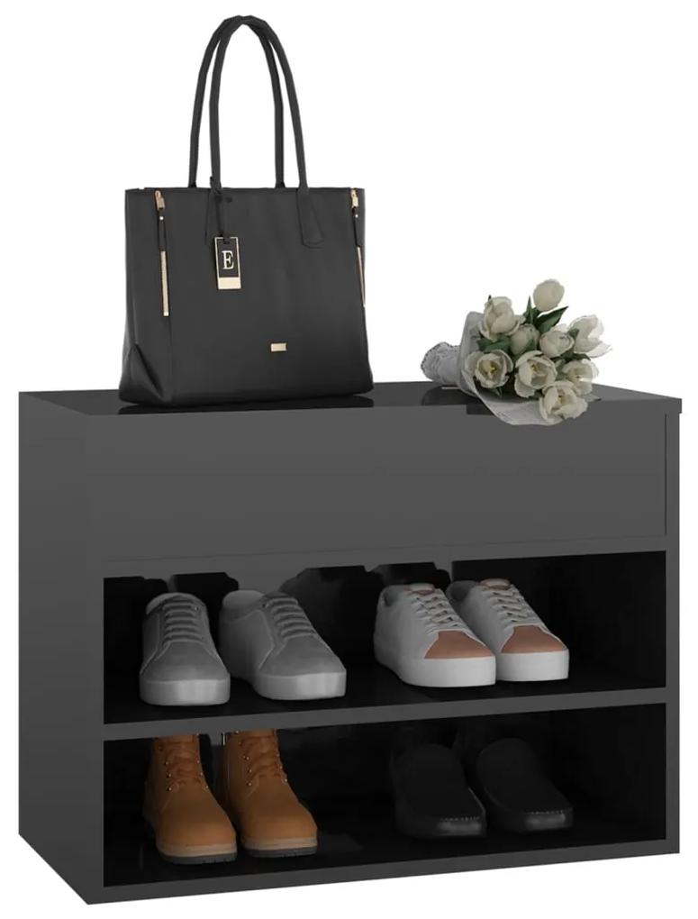Bancheta pantofar, negru extralucios, 60x30x45 cm, PAL negru foarte lucios, 1, negru foarte lucios, 1