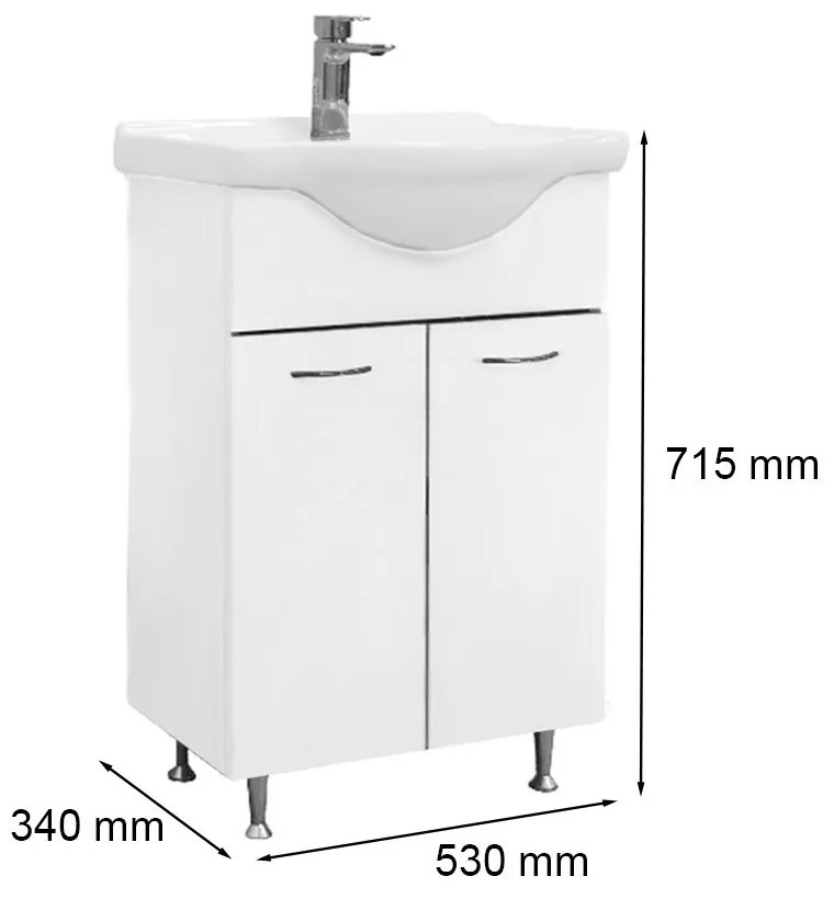 Mobilier complet de baie Ruben 55, stejar Sonoma