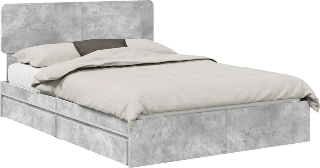 vidaXL Pat cu storage Gri din beton 150 x 200 cm Lemn compozit