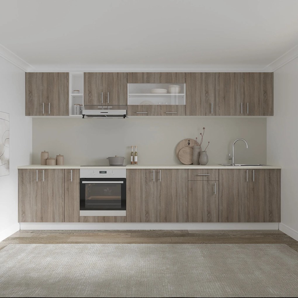 Corp Baza Karo, 3 Sertare, Stejar Sonoma Inchis/Alb, 60 x 50 x 80 cm