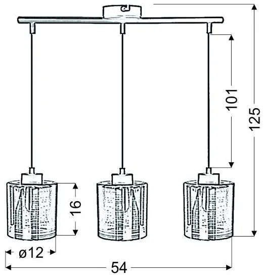 Lustră pe cablu COX 3xE27/60W/230V auriu