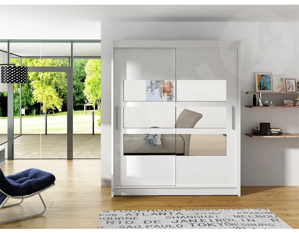 Dulap cu uși glisante Primrose VII (alb) (fără iluminare). 1058468