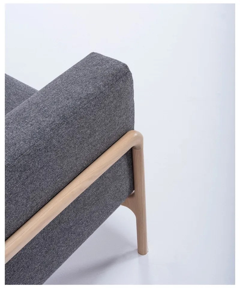 Canapea cu structură din lemn de stejar Gazzda Fawn, 210 cm, gri închis