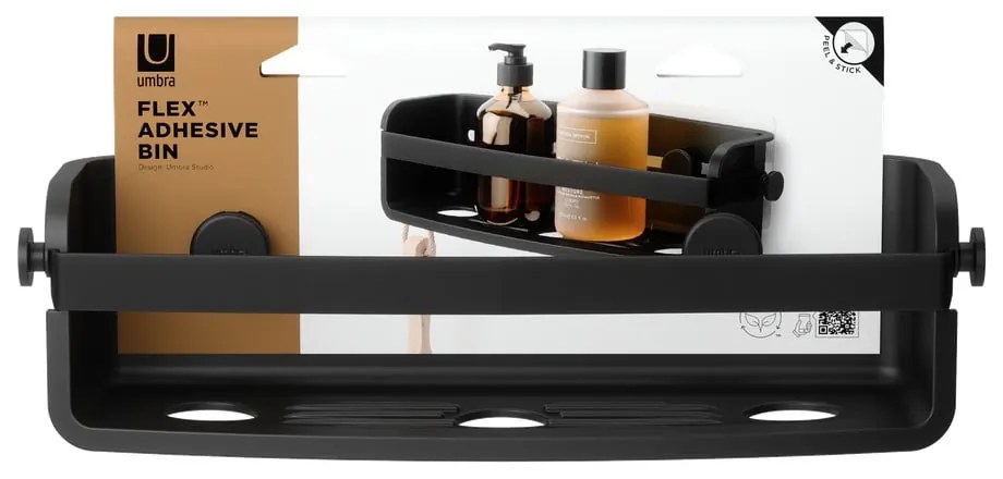 Raft pentru baie negru autoadeziv din plastic Flex Adhesive – Umbra