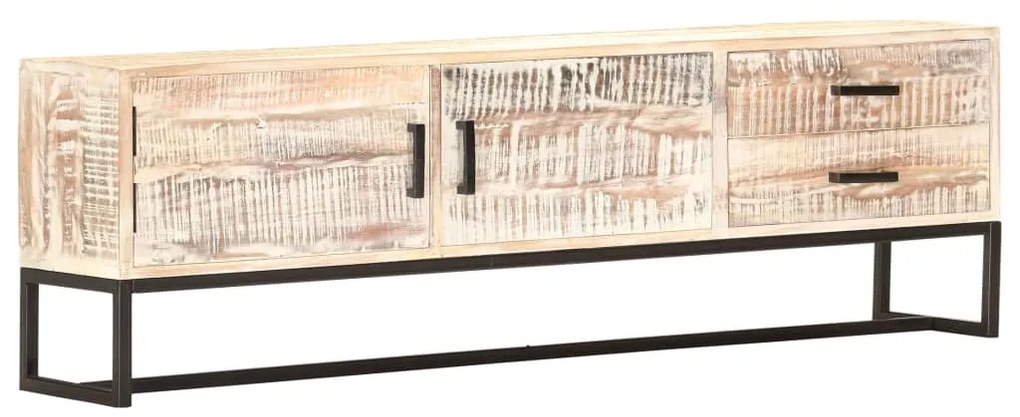 vidaXL Comodă TV, 140 x 30 x 45 cm, alb, lemn masiv de acacia