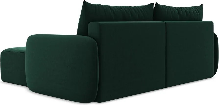 Colțar verde închis extensibil/cu spațiu de depozitare cu tapițerie din catifea (cu colț pe partea dreaptă/cu șezlong) Kalena – Makamii