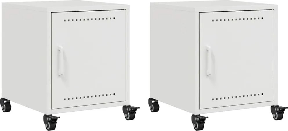 vidaXL Noptiere, 2 buc., alb, 36x39x43,5 cm, oțel