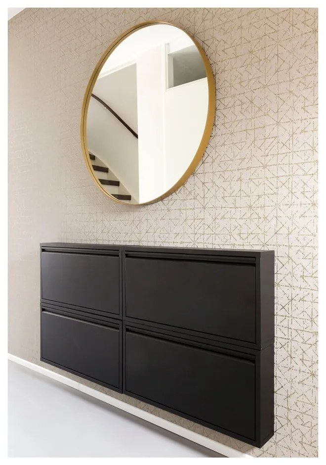 Pantofar negru cu deschidere înclinată din metal 75x37,5x12,5 cm Billy – Spinder Design