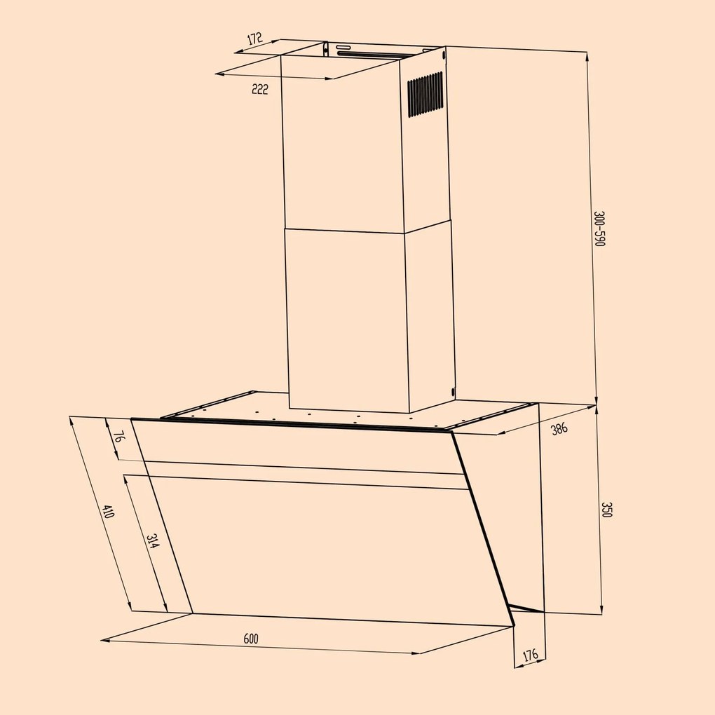 Ava 60 Smart, hota, 60cm, montata pe perete, WiFi, A++, 515 m³/h, ecran tactil