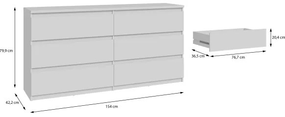 Comodă MAO cu sertare, albă
