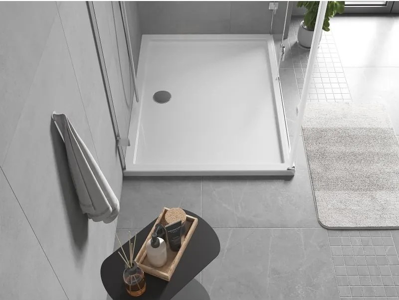 Mexen Flow cadă de duș dreptunghiulară slim 100 x 85 cm, alb lucios - 46R108510
