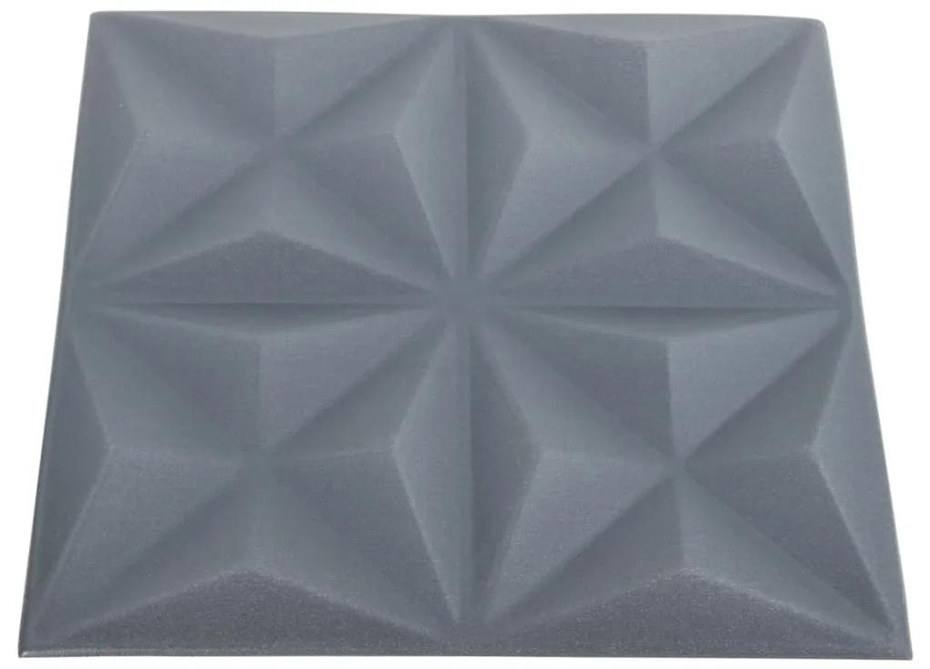Panouri de perete 3D 48 buc. gri 50x50 cm model origami 12 m   48, Gri origami