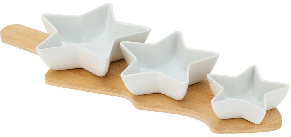 Set de 3 boluri pentru servire cu suport Star