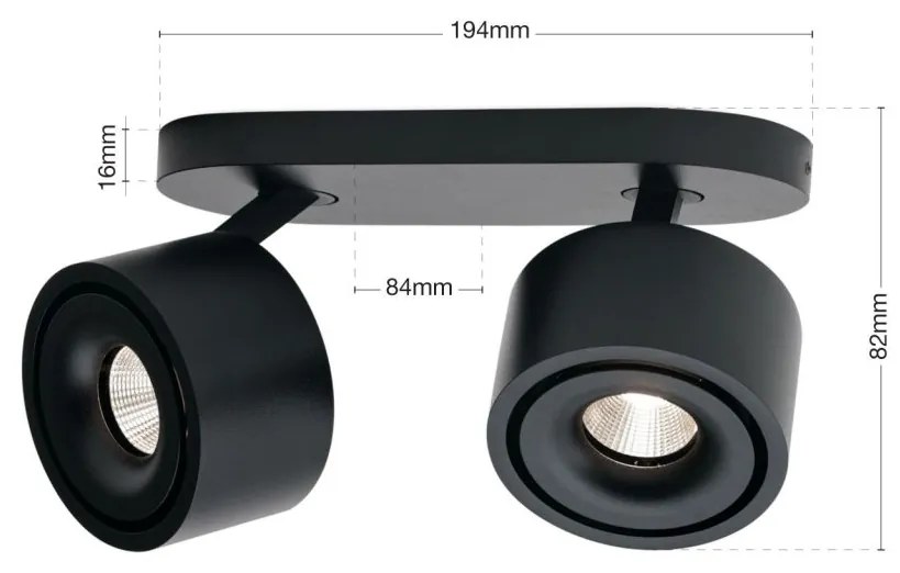 Plafoniera cu 2 Spoturi LED directionabile SPECTER negru