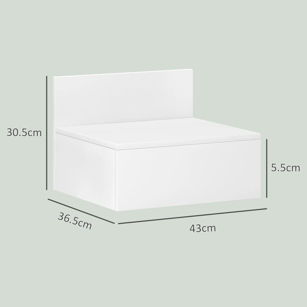 HOMCOM Set de 2 Noptiere Plutitoare Mesillas de Noche pentru Dormitor cu Sertar 43x36,5x30,5 cm Alb | Aosom Romania