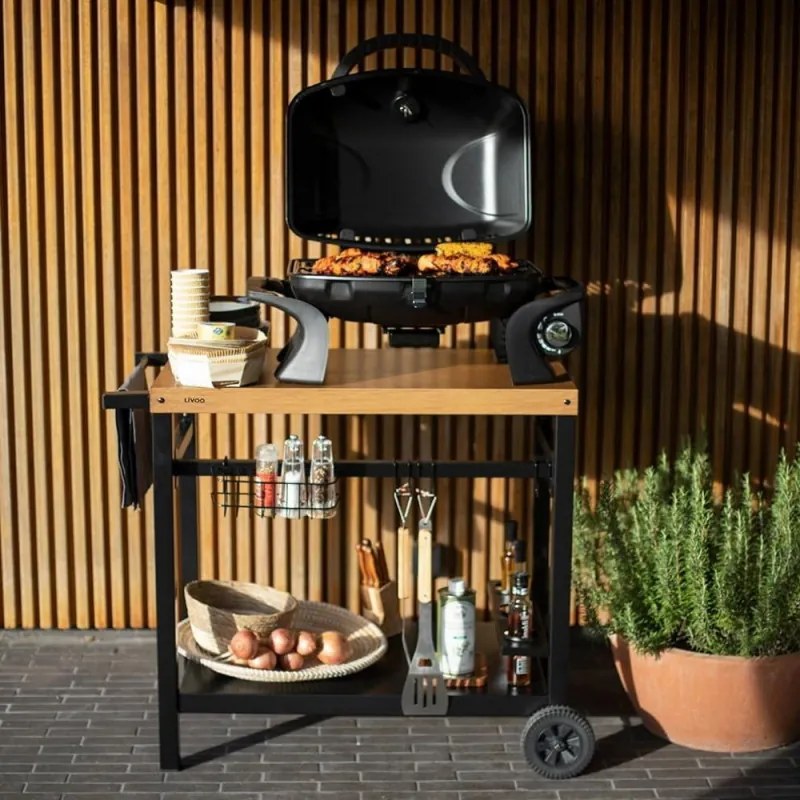 Gratar portabil pe gaz Livoo DOC275, 3.5kW, Aprindere automata, Negru