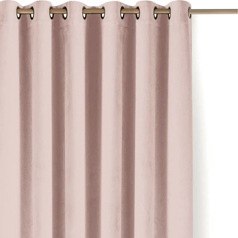 Draperie roz-deschis dimout (semi-opacă) din catifea 265x250 cm Velto – Filumi