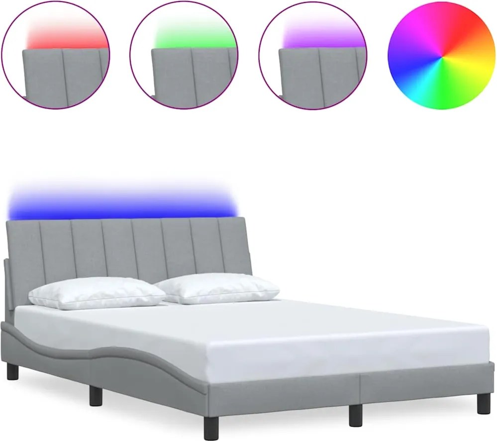 vidaXL Cadru de pat fără saltea, Hanko, gri deschis, 120x200 cm, textil