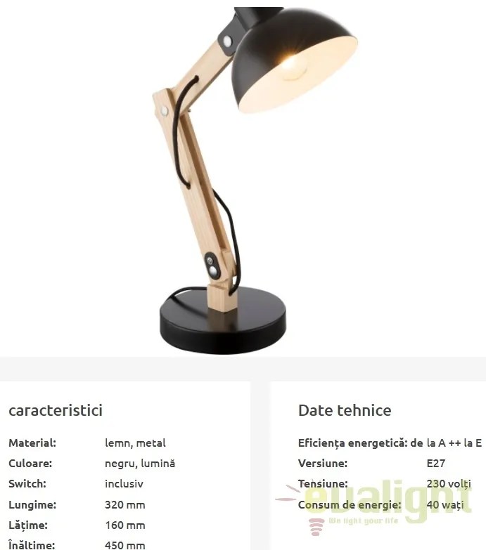 Veioza / Lampa de masa moderna Tongariro negru 21504 GL