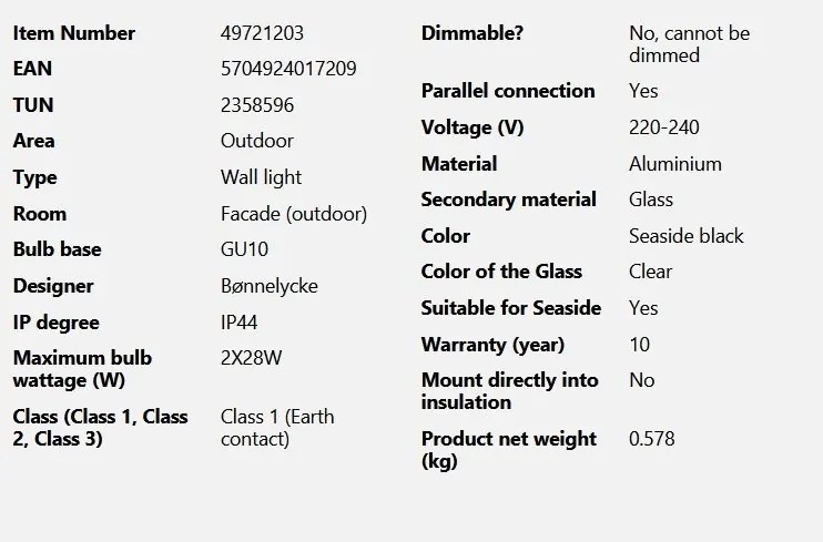 Aplica de exterior iluminat ambiental IP44 Canto Maxi 2 negru