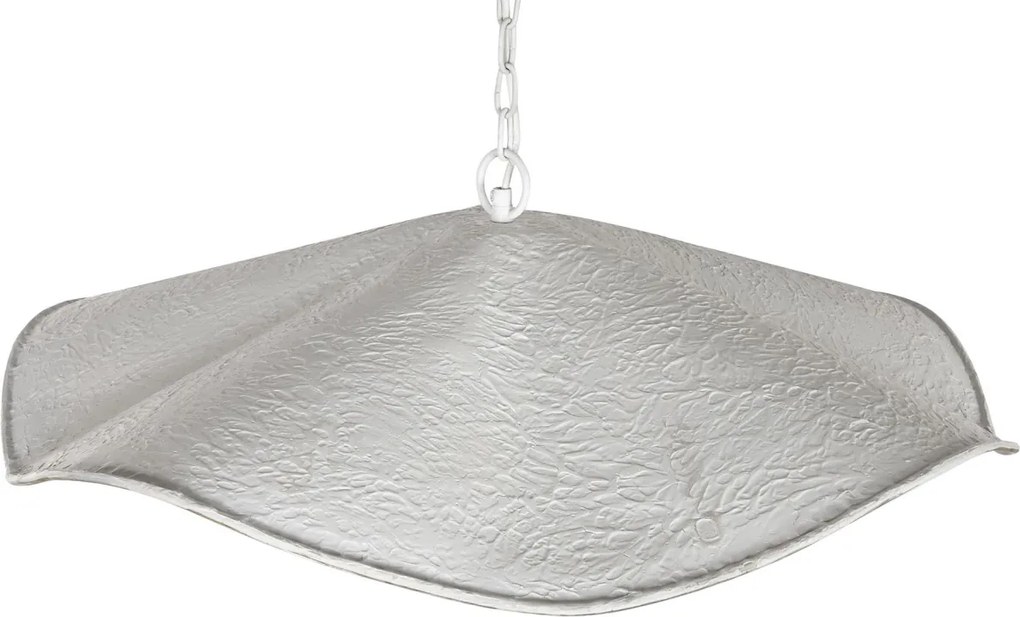 Lustră suspendată din metal, alb și auriu, finisaj patinat, 16 x 77 cm, „Provins”