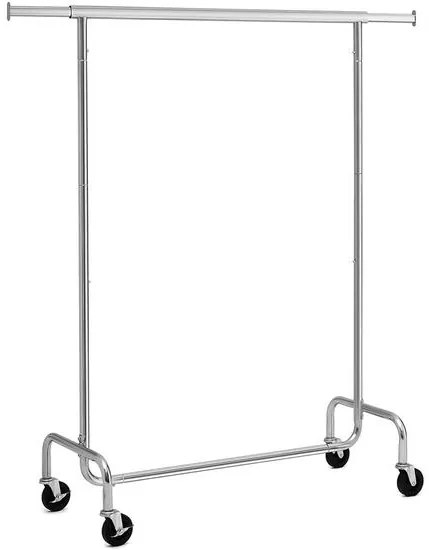 Suport mobil cu roti pentru haine, Songmics, reglabil, metal, argintiu, max 130 kg, 110x55x160 cm