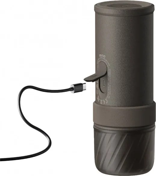 Espressor portabil Outin Mino SG, 22 bari, 9000 mAh, 70 ml, Extractie la 93,3°C, Cafea macinata si capsule Nespresso, USB-C, Gri