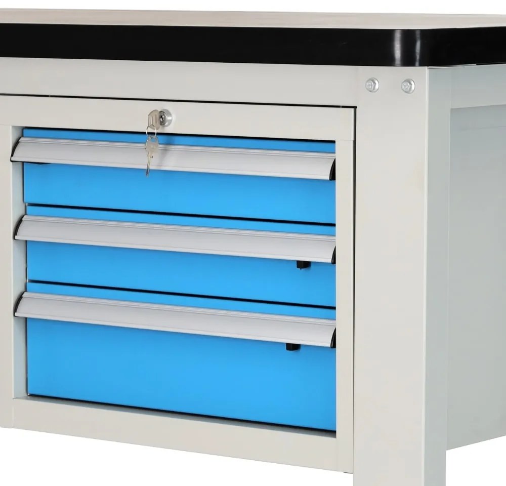 Masa atelier Solid MDF-43, 150 cm, 2 cutii suspendate, negru