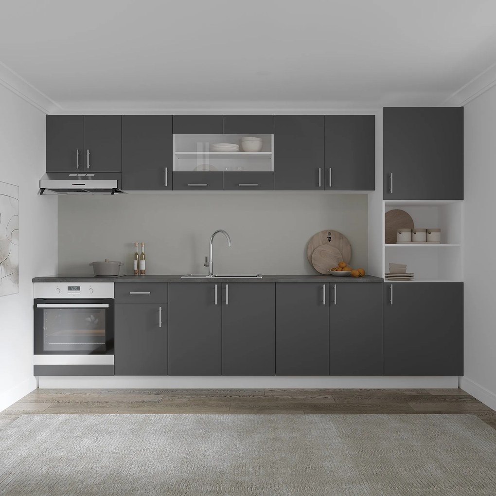 Corp Superior Karo, 2 Usi, cu sticla, Antracit/Alb, 80 x 30 x 60 cm