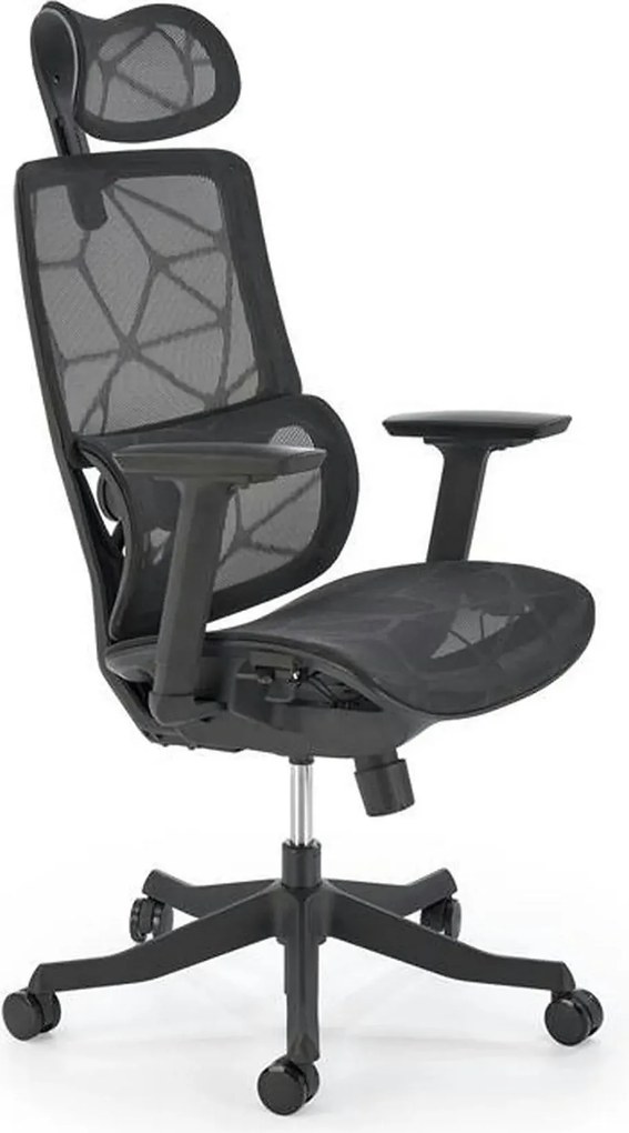 Scaun birou OSVALDO, negru, plasa, 68x74x122/128 cm