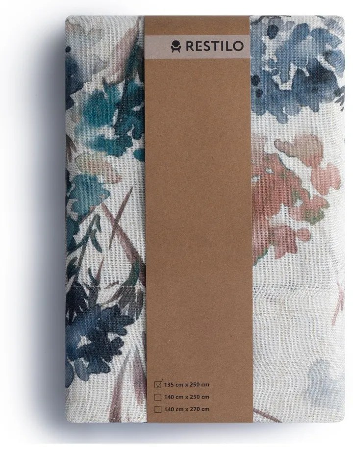 Draperie albastru-deschis/crem 135x250 cm Flosi – Restilo