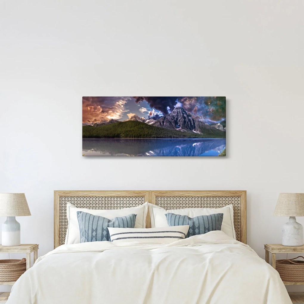 Tablou cu lac și munți (120x50 cm)